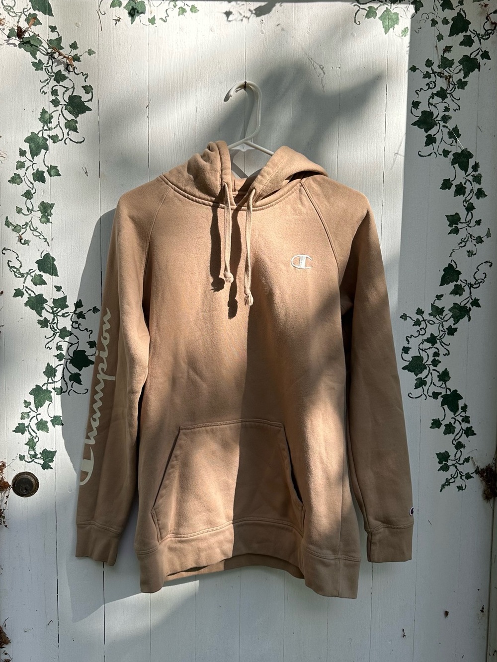 Vintage Y2K Champion Tan Crewneck Hoodie with Logo Size Small